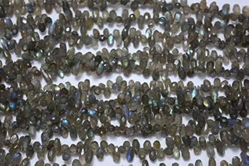 BEADS GEMSTONE Labrarite Cut Drops Beads, 4x8mm Approx. Faceted Tear Drops, Edelsteinperlen, 7 Zoll Strand Code-HIGH-30689 von WORLD WIDE GEMS