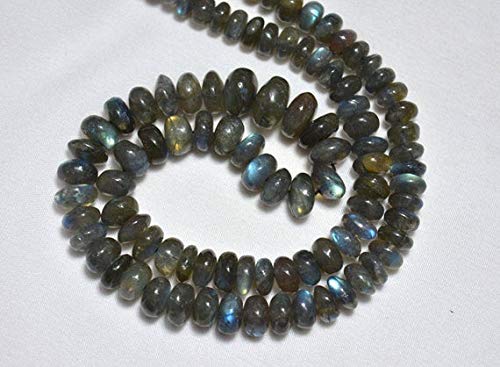 BEADS GEMSTONE Labrarite Edelstein Beads, Labrarite Rondelle Beads, Glatte Rondelle Perlen 6mm - 10mm Perlen, 18 Zoll Strand Code-HIGH-31943 von WORLD WIDE GEMS