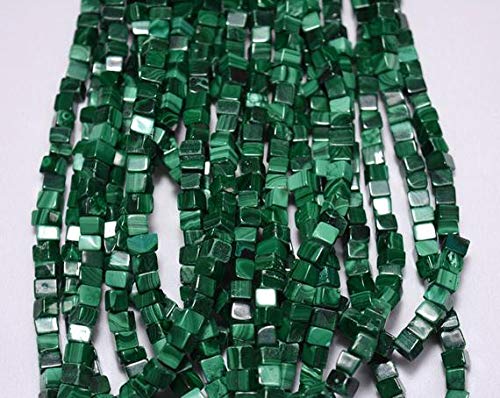 BEADS GEMSTONE Malachite Plain Box Beads, Malachit Plain Box Shape Edelstein für Schmuck, 5,5mm Approx,9 Zoll Strand Code-HIGH-25062 von WORLD WIDE GEMS