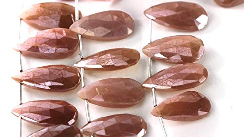 BEADS GEMSTONE Moonstone Briolettes, AB Coated Chocolate Moonstone Focal Bead, Elongated Drop Faceted Pear,12.4mm to12.7mm x22.8 to25.8mm 4pcs Code-HIGH-61240 von WORLD WIDE GEMS