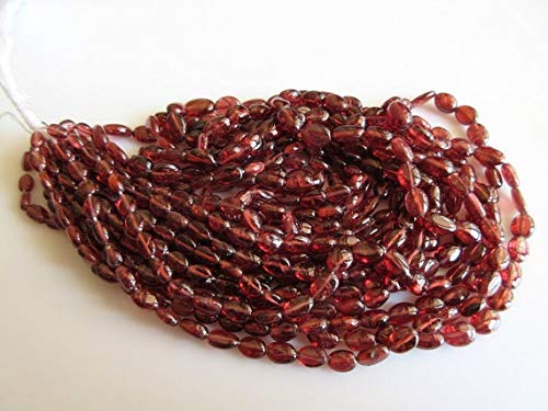 BEADS GEMSTONE Mosambik Granat Beads, Granat Oval Beads, Glatte Granat Perlen, 9mm To 5mm Each, 16 Zoll Strand Code-HIGH-49293 von WORLD WIDE GEMS