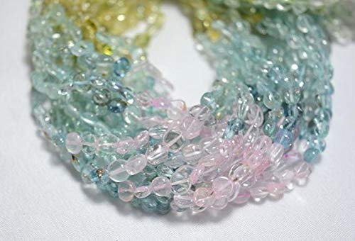 BEADS GEMSTONE Multi Color Aquamarin Beads, Aquamarine Edelstein Stone, 5 mm Beads, Plain Coin Shape Beads, Gemstone For Jewelry, 13 Zoll Strand Code-HIGH-24828 von WORLD WIDE GEMS