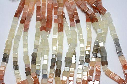 BEADS GEMSTONE Multi Color Moonstone Box Shape Beads, Moonstone Plain Box Shape Briolettes, Gemstone For Jewelry, 5.5mm Approx, 16 Inch Strand. Code-HIGH-23627 von WORLD WIDE GEMS