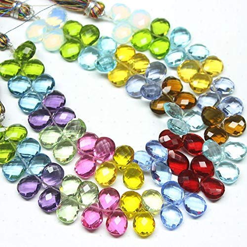 BEADS GEMSTONE Multi Color Quarz Faceted Checker Cut Birne Tropfen Edelstein Lose Perlen Strand 7 Zoll Lange 10mm x 8mm Code-HIGH-28194 von WORLD WIDE GEMS