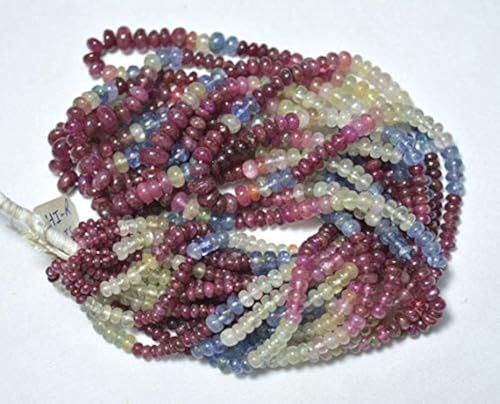 BEADS GEMSTONE Multi Saphir Edelstein Beads, Sapphire Smooth Rondelle Perlen, Edelstein für Schmuck, 3,5mm - 7,5mm 17 Zoll Strand Code-HIGH-24028 von WORLD WIDE GEMS