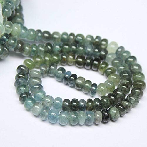 BEADS GEMSTONE Multi Shaded Moss Aquamarine Glatte Lose Rondelle Edelstein Handwerk Perlen Strand 7 Zoll Lange 6mm Code-HIGH-20688 von WORLD WIDE GEMS