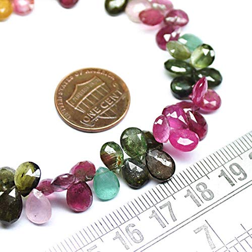 BEADS GEMSTONE Multi Wassermelone Tourmaline Birne Tropfen Edelstein Handwerk Lose Perlen Strand 8 Zoll Lange 8mm Code-HIGH-21162 von WORLD WIDE GEMS