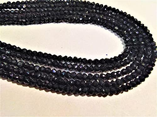 BEADS GEMSTONE Natural Black Spinel 3 to 3,5mm faceted rondelle Beads, Black Spinell Beads,Black Spinel GemStone 13,5 Zoll Code-HIGH-61429 von WORLD WIDE GEMS