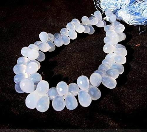 BEADS GEMSTONE Natural Blue Chalceny Faceted Teardrop Briolettes Größe 9x5-10x7mm 4 Zoll Langer Strand. Code-HIGH-40748 von WORLD WIDE GEMS