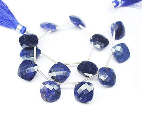 BEADS GEMSTONE Natural Blue Saphir Faceted Cushion Cut Square Edelstein Handwerk Lose Perlen Strand 8 Zoll Lange 13mm Code-HIGH-26098 von WORLD WIDE GEMS