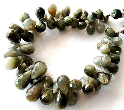 BEADS GEMSTONE Natural CATS EYE facettierte Tropfen geformte Perlen,Katzenauge facettierte Tropfen, 6x9 mm - 9x14 mm, 8 Zoll Langer Strand[E2103]Cat's Eye Edelstein Code-HIGH-32625 von WORLD WIDE GEMS