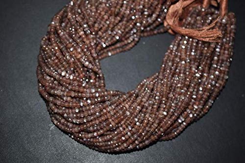 BEADS GEMSTONE Natural Chocolate Moonstone Rondelle Faceted Perlen 3,5 mm, Chocolate Moonstone Edelstein Perlen 13 Zoll Strand Code-HIGH-45269 von WORLD WIDE GEMS