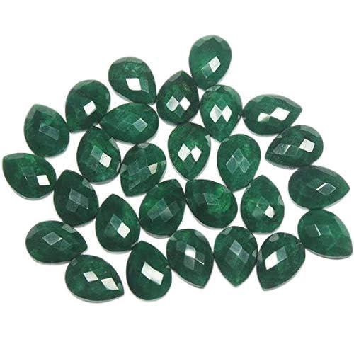 BEADS GEMSTONE Natural Colour Enhanced Green Smaragd Faceted Rose Cut Birne Tropfen Edelstein Lose Perlen 27pcs 18mm x 13mm Code-HIGH-21403 von WORLD WIDE GEMS