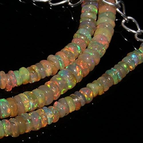 BEADS GEMSTONE Natural Ethiopian Welo Fire Opal Rondelle Perlen GRÖSSE: 3MM TO 4MM NECKLACE LÄNGE: 18 Zoll Lange Halskette Code-HIGH-34548, Edelstein Metall Stein von WORLD WIDE GEMS