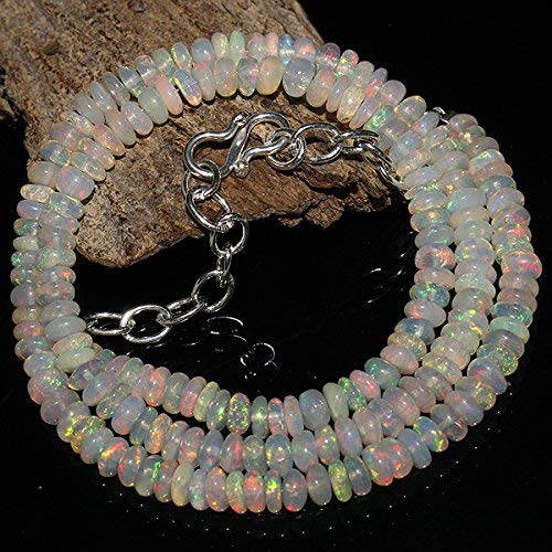 BEADS GEMSTONE Natural Ethiopian Welo Fire Opal Rondelle Perlen GRÖSSE: 5MM TO 5MM NECKLACE LÄNGE: 17 Zoll Lange Halskette Code-HIGH-34511, Edelstein Metall Stein von WORLD WIDE GEMS