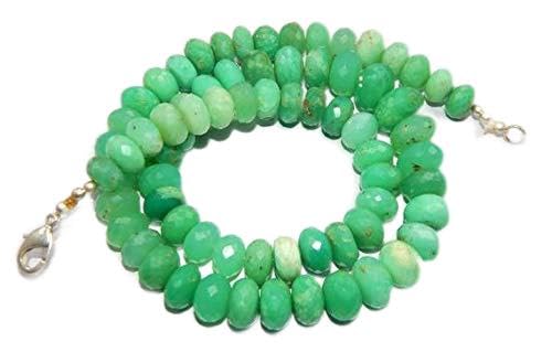 BEADS GEMSTONE Natural Faceted Chrysoprase Green Rondelle Faceted Perlen 10 To 14 mm 1 strand 21,5 zoll perlen halskette code-HIGH-47058, Edelstein Metall Stein von WORLD WIDE GEMS