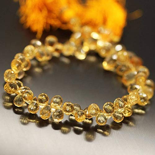 BEADS GEMSTONE Natural Gold Yellow Citrine Faceted Tear Drop Briolette Edelstein Handwerk Lose Perlen Strand 8 Zoll Lange 9mm 17mm Code-HIGH-26080 von WORLD WIDE GEMS