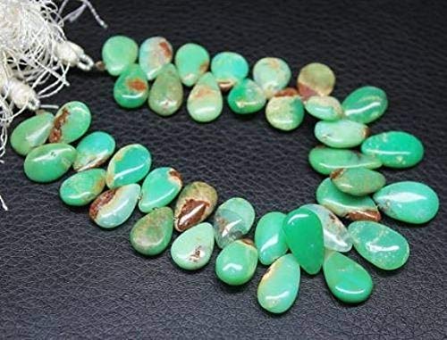 BEADS GEMSTONE Natural Green Chrysoprase Glatte Birne Tropfen Edelstein Handwerk Lose Perlen Strand 7 PC 32mm 18mm Code-HIGH-26020 von WORLD WIDE GEMS