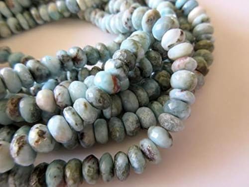 BEADS GEMSTONE Natural Larimar Rondelle Beads, 7mm Larimar Rondelles, Larimar Jewelry, Larimar Stone, 13 Inch Beach Code-HIGH-49606 von WORLD WIDE GEMS