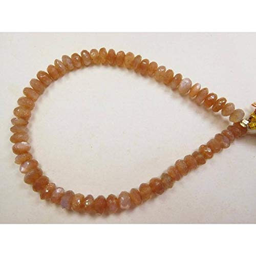 BEADS GEMSTONE Natural Peach Moonstone 7-8 MM Micro Faceted Edelstein Rondelle Perlen 8 Zoll Lange Strand Rondelle Beads,Perlen,Rondelle, facettierte Beads, Rondelle, Rondelle, Round Elle-Bead, von WORLD WIDE GEMS