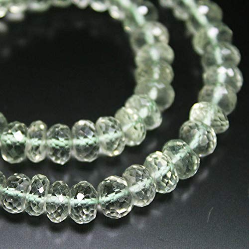 BEADS GEMSTONE Natural Prasiolite Green Amethyst Faceted Rondelle Micro Edelstein Handwerk Lose Perlen Strand 10 Zoll Lange 7mm Code-HIGH-25907 von WORLD WIDE GEMS