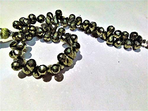 BEADS GEMSTONE Natural Pyrite 5x7 to 5x8mm facettierten Tropfperlen, Pyrit facettiert Drop lose Edelstein Perlen necklace jewellery 8 Zoll Lange Zoll Strand Code-HIGH-61095 von WORLD WIDE GEMS