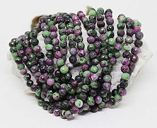 BEADS GEMSTONE Natural Rubin Zoisite 7-8 MM Edelstein Runde Faceted Beads Strand/Green and Red Edelstein Beads, Meditation Perlen Code-HIGH-25354 von WORLD WIDE GEMS