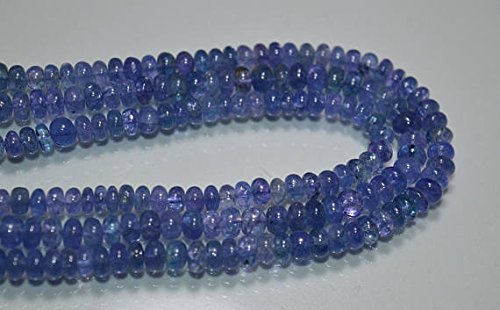 BEADS GEMSTONE Natural Tansanit Glatte Perlen Roundel Blue Bead Shape Size 4,5x5,5mm Approx 15''Inch Code-HIGH-71554, Edelstein Metall Stein von WORLD WIDE GEMS