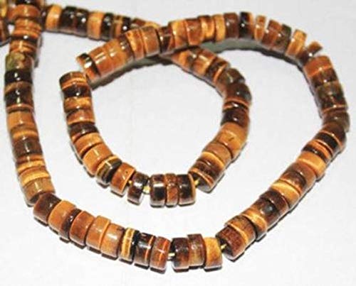 BEADS GEMSTONE Natural Tiger's Eye Smooth Wheel Reifen Rondelle Edelstein Handwerk Perlen Strand 18 Zoll Lange 7mm Code-HIGH-27289 von WORLD WIDE GEMS