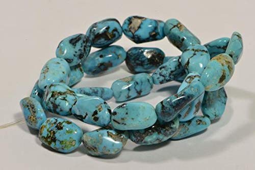 BEADS GEMSTONE Nevada Blue Turquoise Progressive Beach Beads Nuggets Turquoise Beads Natural Edelstein Perlen Schmuck Herstellung Lieferungen 16 Zoll Lange Zoll Strand 15x7.9x6 mm Code-HIGH-43228, von WORLD WIDE GEMS