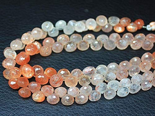 BEADS GEMSTONE Orange Sunstone Faceted Onion Drop Loose Edelstein Handwerk Perlen Strand 4, 5 Zoll Lange 9mm Code-HIGH-27710 von WORLD WIDE GEMS