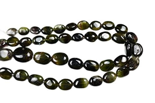 BEADS GEMSTONE Rare Bio Green -16 Inch 5x7-10x12mm Natural Rich Olive Green Colour Watermelon Tourmaline Handpolished Smooth Oval Beads Code-HIGH-58718 von WORLD WIDE GEMS