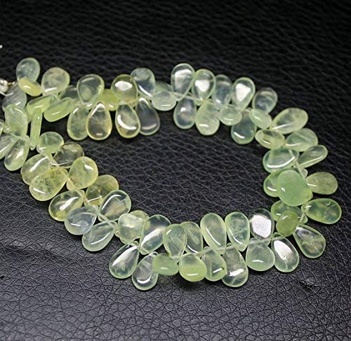 BEADS GEMSTONE Rare Green Prehnite Glatte Birne Tropfen Edelstein Handwerk Lose Perlen 8 Zoll Lange 10mm 12mm Code-HIGH-27575 von WORLD WIDE GEMS