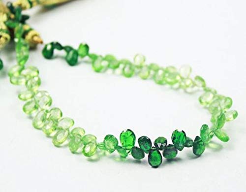 BEADS GEMSTONE Rare Shaded Green Granat Tsavorite Faceted Pear Drop Edelstein Handwerk Lose Perlen 8 Zoll Lange 6mm 7mm Code-HIGH-27600 von WORLD WIDE GEMS