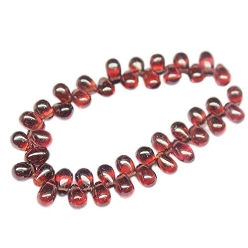 BEADS GEMSTONE Red AAA Granat Smooth Tear Drop Briolette Lose Edelstein Handwerk Perlen Strand 6 Zoll Lange 5mm 6mm Code-HIGH-21379 von WORLD WIDE GEMS