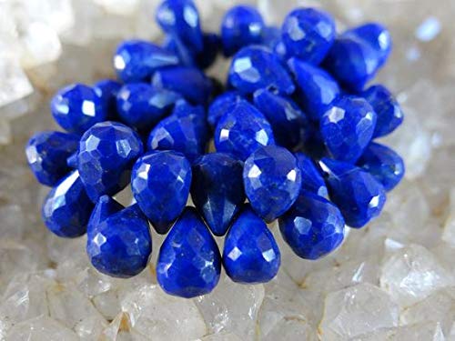 BEADS GEMSTONE Royal Blue Afghan Lapislazuli | Faceted 3D Teardrop Pear Briolettes | 7x5-9x6mm | Sold in Sets of 6, Sets of 10 Code-HIGH-32336 von WORLD WIDE GEMS