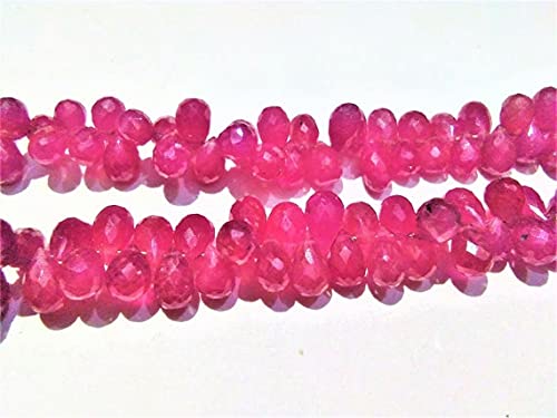 BEADS GEMSTONE Rubin 4x6 to5x7 mm facettierte Tropfperlen,natürliche Rubinperlen,Rubin facettierte drop lose gemstone perlen necklace 8 Zoll lang Zoll strand Code-HIGH-61159, Edelstein Metall Stein von WORLD WIDE GEMS