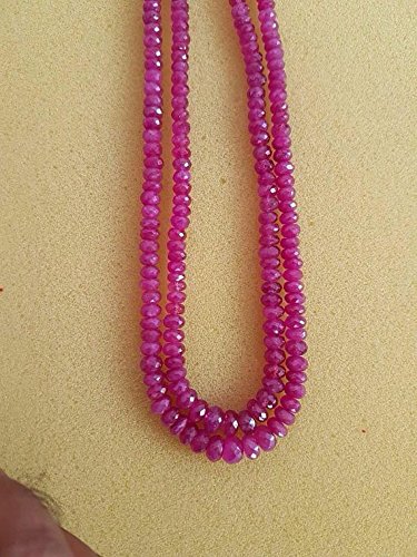 BEADS GEMSTONE Rubin Glassfilled Beads AAA Quality Pink Rubin Glassfilled Faceted Rondelle Beads 3-5MM Size 16 Zoll Strand Rubin Perlen Schmuck Code-HIGH-68620, Edelstein Metall Stein von WORLD WIDE GEMS