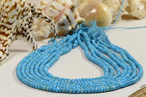 BEADS GEMSTONE Sleeping Beauty Turquoise Beads Natural Edelstein Perlen Schmuck Herstellung Lieferungen 7 Zoll Lange Zoll Strand 4x2.5mm Code-HIGH-43221 von WORLD WIDE GEMS