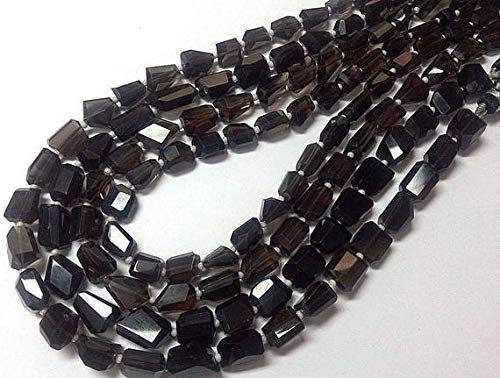 BEADS GEMSTONE Smoky Quarz Faceted Nuggets, High Quality Smoky Quarz Faceted Nuggets Perlen 7-10 MM Full 14 Inch Long Beach Code-HIGH-39745, Edelstein Metall Stein von WORLD WIDE GEMS