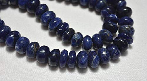 BEADS GEMSTONE Sodalite Rondelle Beads, Blue Sodalite Edelstein Stein, 6mm - 11mm Perlen, Glatte Rundelle, Edelsteinperlen, 18 Zoll Strand Code-HIGH-25007 von WORLD WIDE GEMS