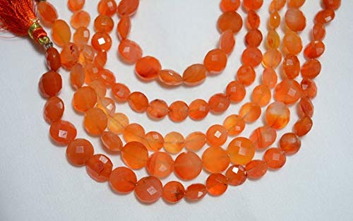 BEADS GEMSTONE Strand Carnelian Edelstein Coin Form Perlen, Faceted Coin Shape Edelstein für Schmuck Briolette, 8-10mm Approx 4 Zoll Code-HIGH-31143 von WORLD WIDE GEMS