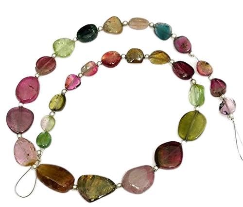 BEADS GEMSTONE Superb AAA Qualität Natural MULTI TOURMALINE Slices,Smooth Nuggets,Drilled Gemstone,5x5 mm - 10x14 mm,11 Zoll Langer Strand, 60 ct. [E1292] Code-HIGH-33272 von WORLD WIDE GEMS