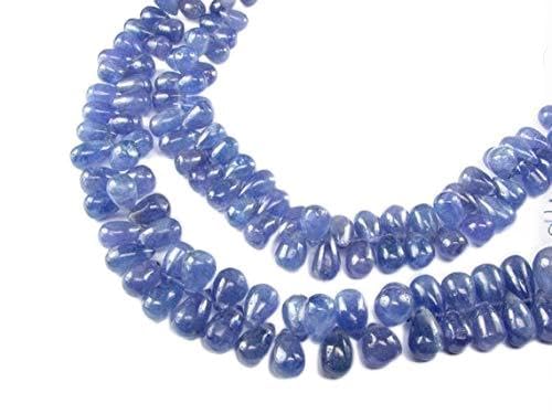 BEADS GEMSTONE Tansanit Natural Untreated Genuine Edelstein Smooth Polished 3D Teardrop Briolette Perlen 9mm - 10mm (4 gems) Code-HIGH-69531, Edelstein Metall Stein von WORLD WIDE GEMS