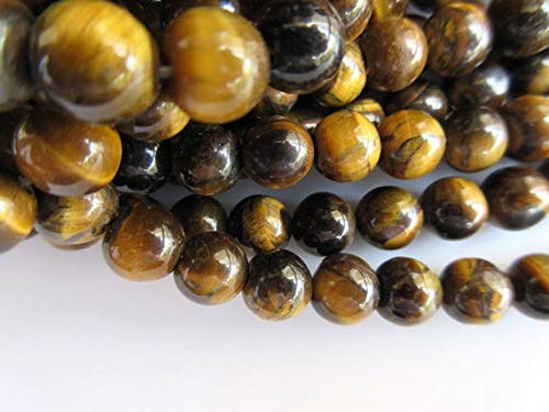 BEADS GEMSTONE Tiger Eye Large Hole Edelstein Perlen, 8mm Tiger Eye Smooth Round Beads, Drill Size 1mm, 15 Inch Beach Code-HIGH-49803 von WORLD WIDE GEMS