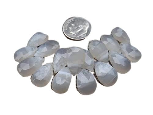 BEADS GEMSTONE White Banded Champagne Achat | Faceted Pear Briolette Perlen | 13x8-14x10mm | Sold in Matched Pairs, Trios Code-HIGH-32483 von WORLD WIDE GEMS