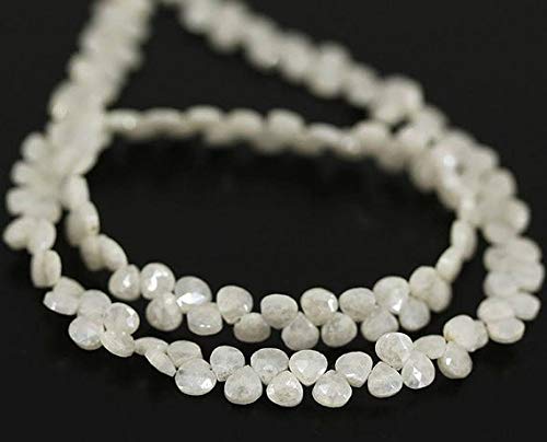 BEADS GEMSTONE White Diamond Shade Silverite Herz Tropfen Edelstein Lose Perlen Strand 4 Zoll Lange 5mm Code-HIGH-27803 von WORLD WIDE GEMS