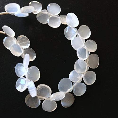 BEADS GEMSTONE White Moonstone Faceted Briolettes. Approx. 7.25x7.25mm 8 Perlen Code-HIGH-57954 von WORLD WIDE GEMS