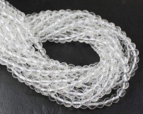 BEADS GEMSTONE White Quarz Kristall Glatte Runde Kugel Edelstein Handwerk Lose Perlen Strand 15 Zoll Lange 6mm Code-HIGH-27087 von WORLD WIDE GEMS