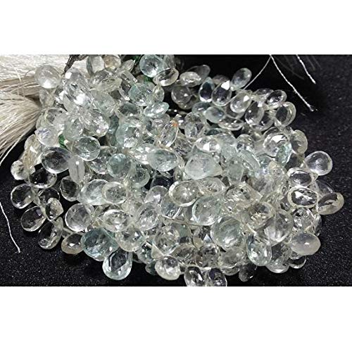 BEADS GEMSTONE White Topas, Faceted Pear Beads, 6x8mmEach, 10 Pieces Code-HIGH-48116, Edelstein Metall Stein von WORLD WIDE GEMS